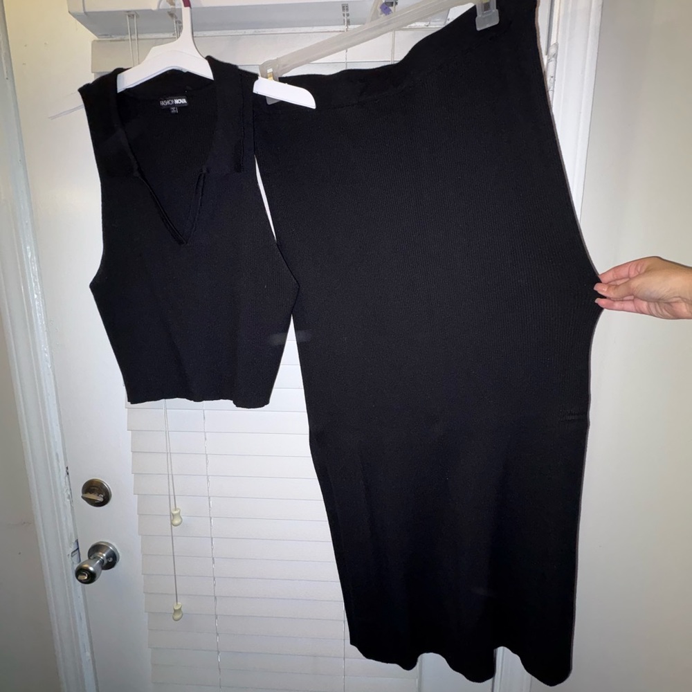 Fashion Nova Women’s Easy Going Black Pencil Skirt Ribbed 2 PC Set Size 3XL - Picture 8 of 13